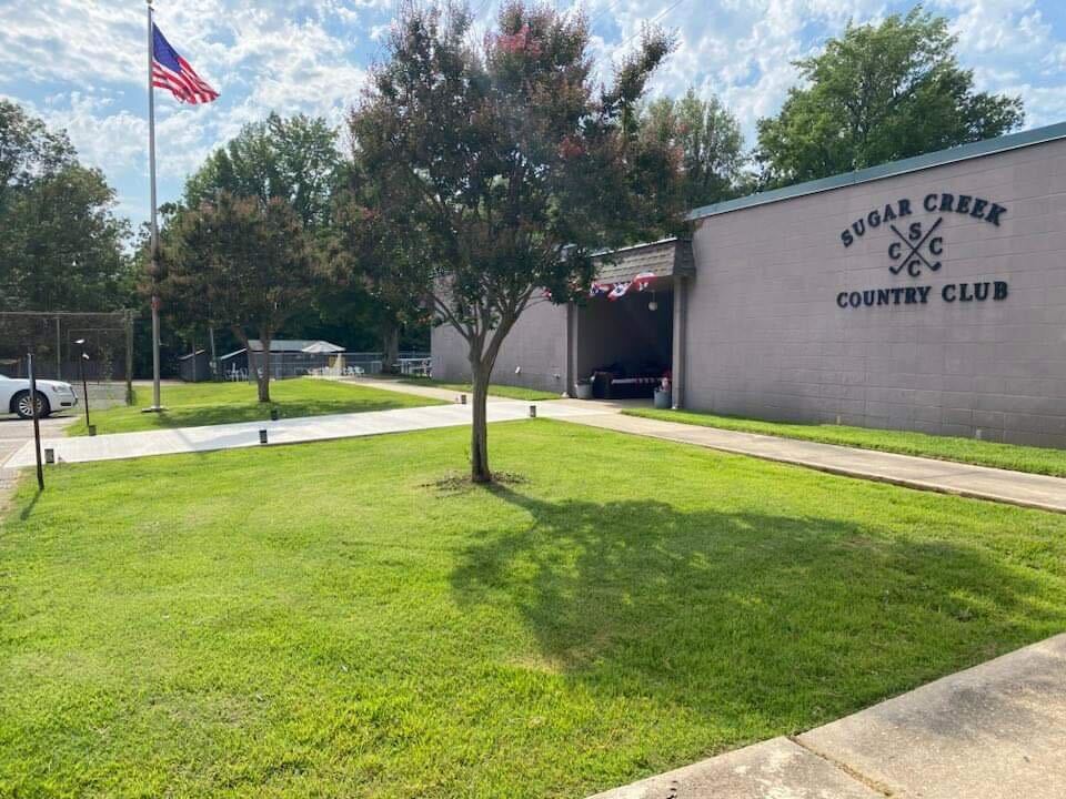 The front of the Sugar Creek Country Club's clubhouse